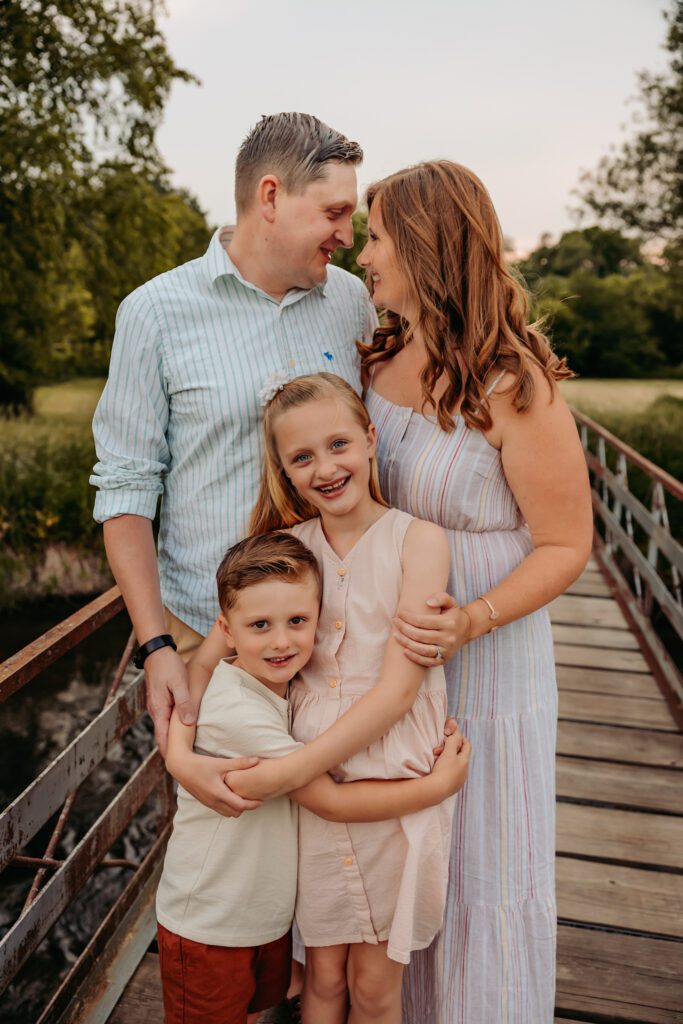 Family of 4 during easter activity in mchenry county